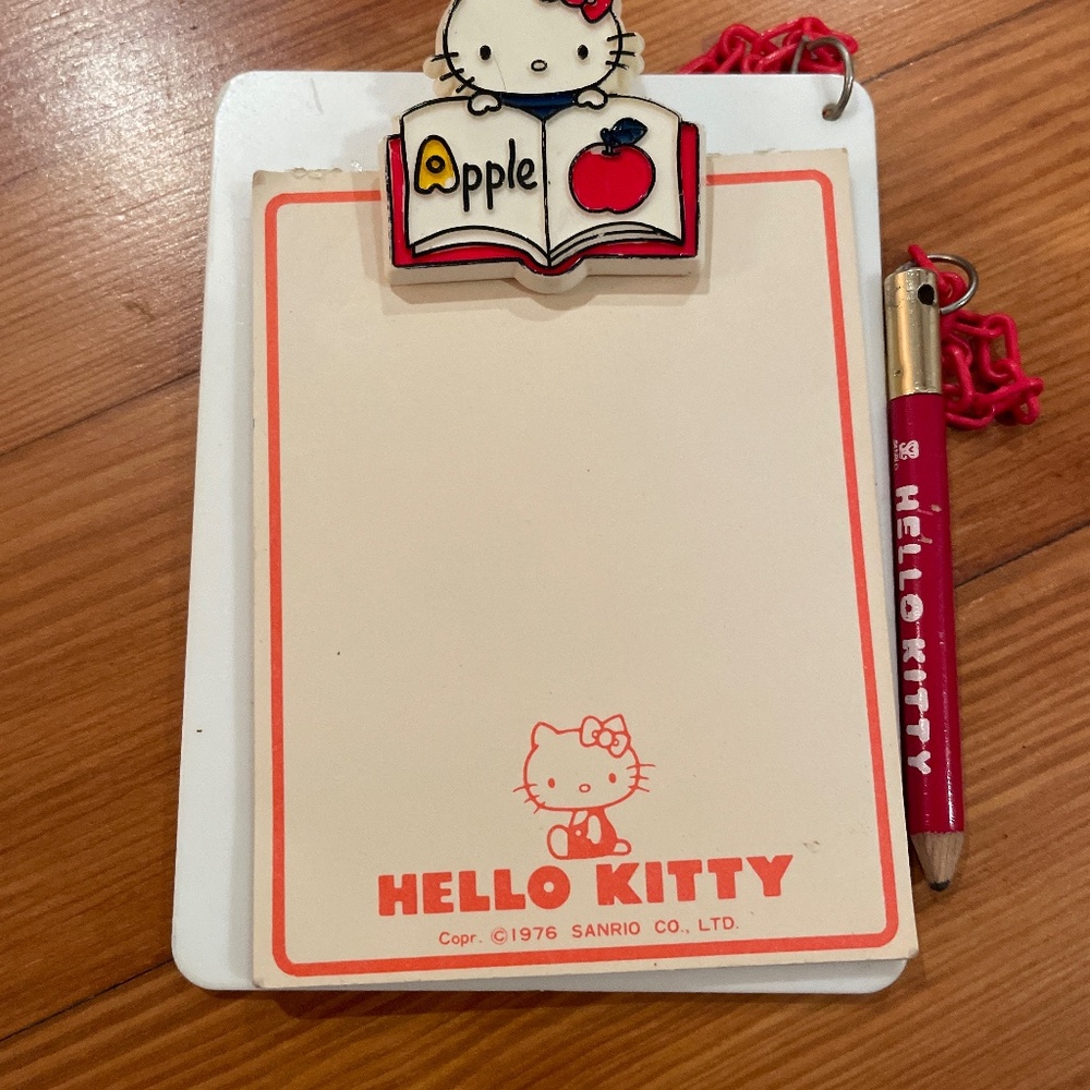 Sanrio 1976 Vintage Hello Kitty Clipboard Paper Pad and Pencil C